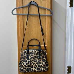 Kate Spade, leopard print small tote with detachable shoulder strap